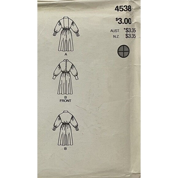 UNCUT Vintage Butterick Sewing‎ Pattern 4539 Dress Sz 8-10-12 Factory Folded - Picture 4 of 7